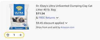 cat litter Amazon receipt