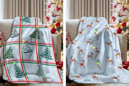 Large Light-Up Christmas-Themed Blankets, as Low as $6 at Walmart card image