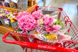 flowers grouping in trader joes shopping cart