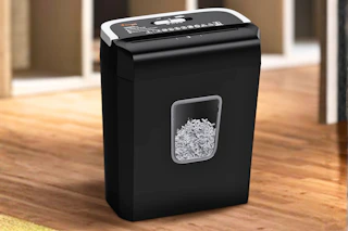 Lifestyle image of the Bonsaii 8-sheet paper shredder