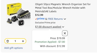 wrench organizer Amazon receipt