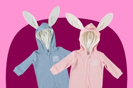 Blue & pink bunny coverall for babies from the brand Chick Pea at Walmart
