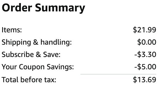 an amazon order summary ending in $13.69