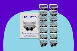 Harry's Original Razor Blades for Men - 14 Count  on a blue background.