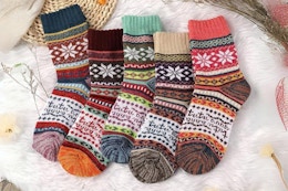 5 Pairs of Women's Wool-Blend Socks, $5.39 With Amazon Promo Code card image