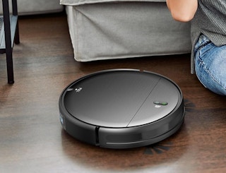 a robot vacuum on hardwood floor