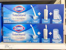 Two Clorox ToiletWand Cleaning kits sitting on a store shelf with a price sticker underneath them.