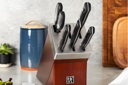 Henckels 7-Piece Knife Set on a kitchen counter