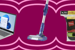 HP laptop, stick vacuum, Hanes socks