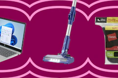 HP laptop, stick vacuum, Hanes socks