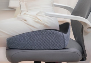 a seat cushion in an office chair