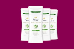a 4-pack of dove deodorant
