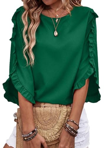 Women's 3/4 Sleeve Ruffle Blouse