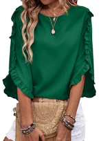 Women's 3/4 Sleeve Ruffle Blouse