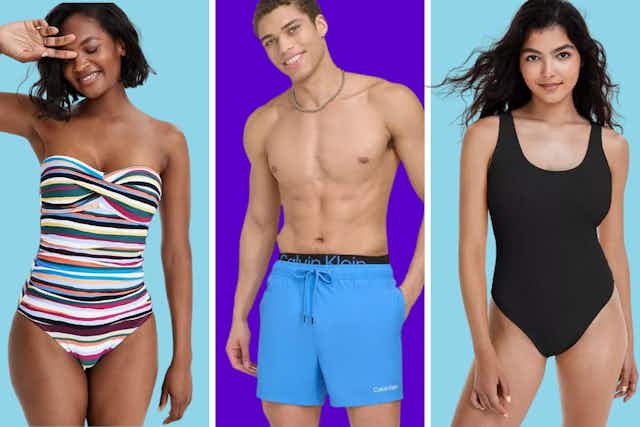 Macy's Swimwear Sale: $30 Anne Cole , $17 Carter's, and $14 Swim Trunks card image
