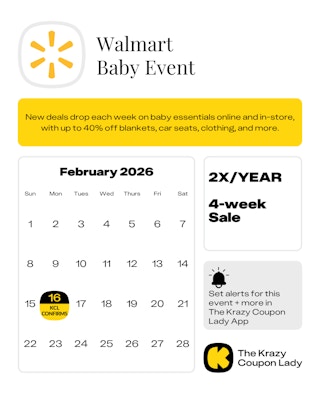 Walmart Baby Sale event confirmed start date on Monday, February 16, 2026.
