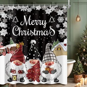 Christmas Gnome Shower Curtain Set