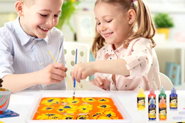 kids painting at table