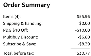 dryer sheet Amazon receipt