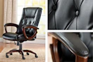 3 lifestyle images of Better Homes & Gardens office chair in black bonded leather