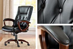 3 lifestyle images of Better Homes & Gardens office chair in black bonded leather