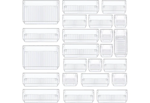 Clear Drawer Organizer Set