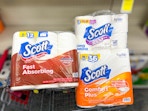 scott toilet paper and paper towels in a cvs cart