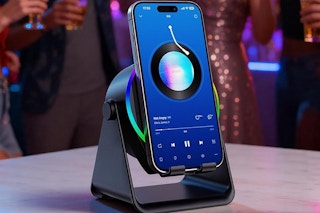 a phone stand on a table