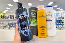axe, dove, and sheamoisture body washes
