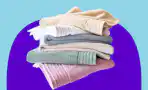 Bath towels (stock image of them folded and stacked)