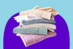 Bath towels (stock image of them folded and stacked)