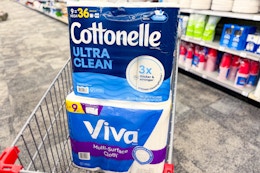 cottonelle and viva in a cvs cart