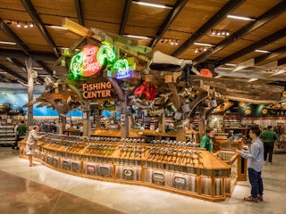 people at the fishing center at bass pro shops