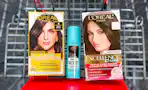 loreal hair color box in a shopping cart