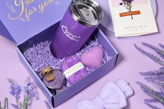 a spa gift set on a table