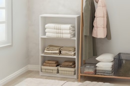 3-Shelf Wood Bookcase, Only $23.48 at The Home Depot card image