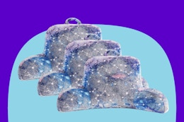 3-pack of the Your Zone Blue Purple Stars Glow in the Dark Backrest Lounger Pillows (stock image)