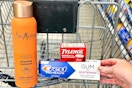 shea moisture tylenol crest toothpaste in shopping cart