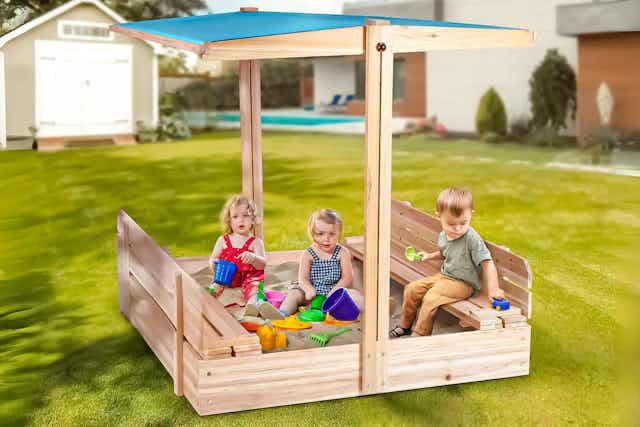 Save $200 on a Large Wooden Sandbox at Walmart — Now Only $100 card image