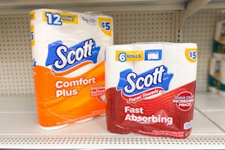 scott toilet paper and paper towels on store shelf
