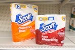 scott toilet paper and paper towels on store shelf