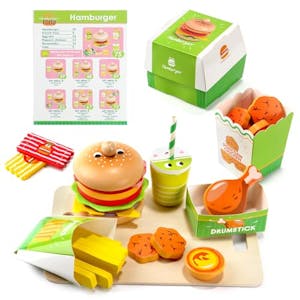 Wooden Hamburger Play Food Set