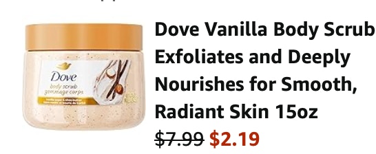 Dove body scrub Amazon receipt