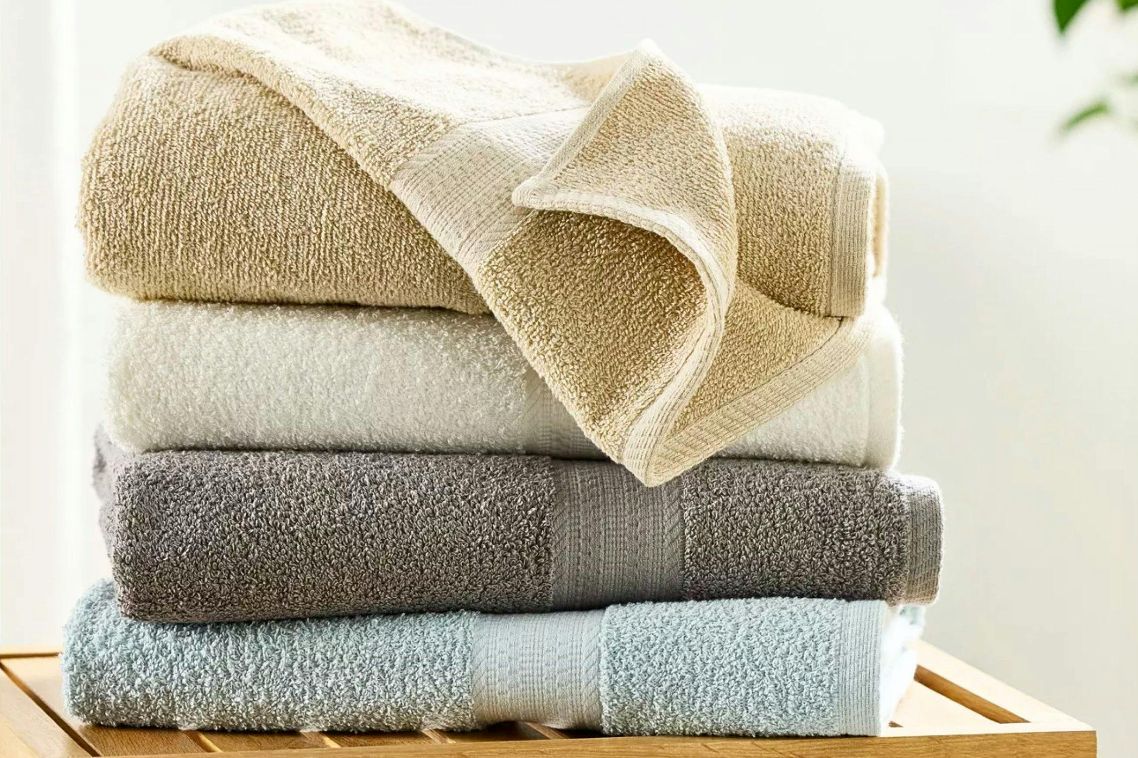 Lifestyle image of folded The Big One Bath Towels