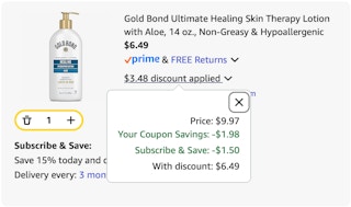 Gold Bond Amazon receipt