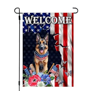 4th of July Patriotic Dog Garden Flag