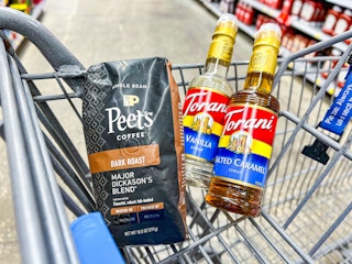 peets-coffee-torani-syrup in walmart cart