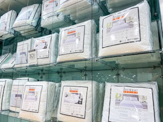 display of mattress pads 