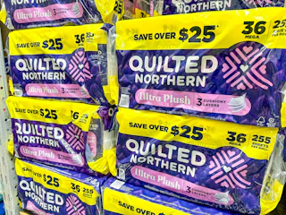 stacks of quilted northern toilet paper