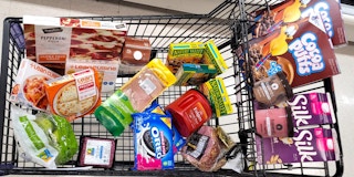 A Safeway store cart